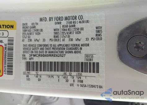 2024 Ford Bronco Sport Big Bend from USA, damaged, VIN 3FMCR9B60RRE62527